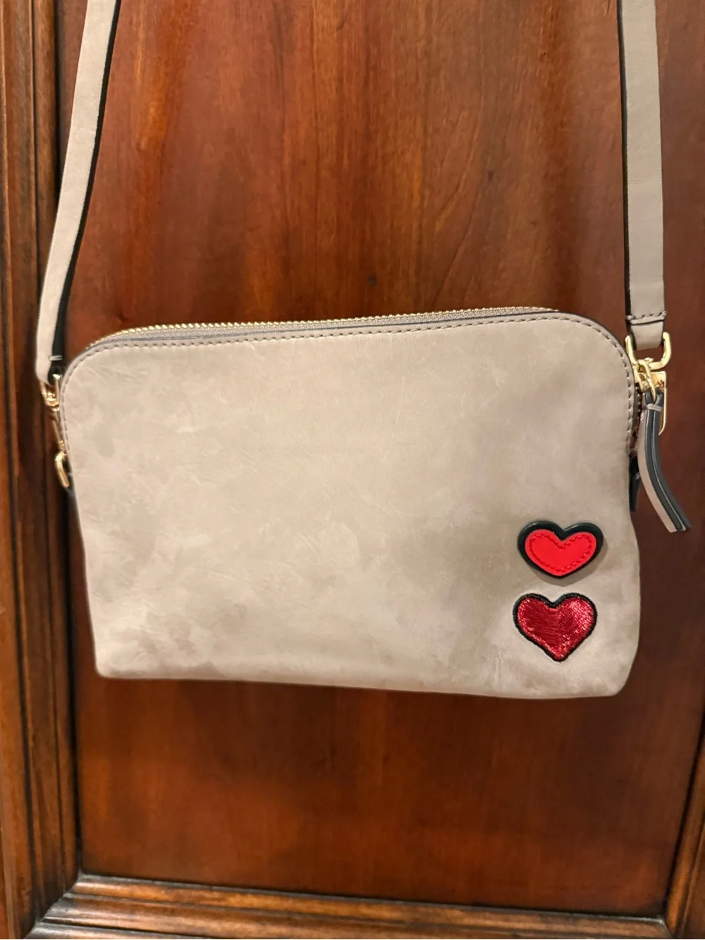 Tory Burch Beige Patchwork Dove & Peace Crossbody NWOT